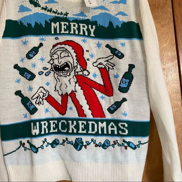 NWT Pacsun Merry Wreckedmas Rick and Morty Sweater - Picture 3 of 6